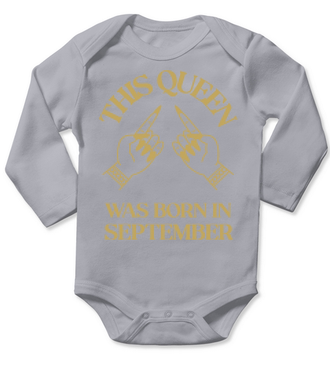 This Queen was born in September with hands up Long Sleeve Baby One-Piece