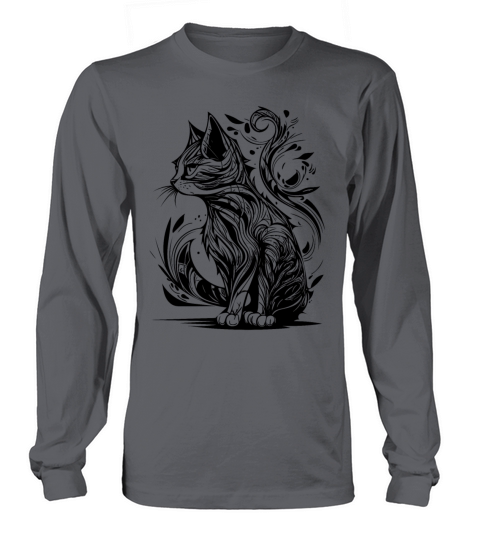 Vintage Tattoo Tribal Lines Style Cat Long sleeved Unisex
