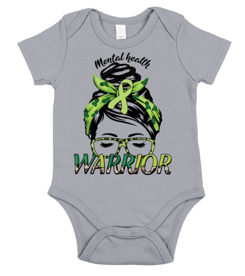 Green Mental Health Warrior Awareness Month Short Sleeve Baby One-Piece