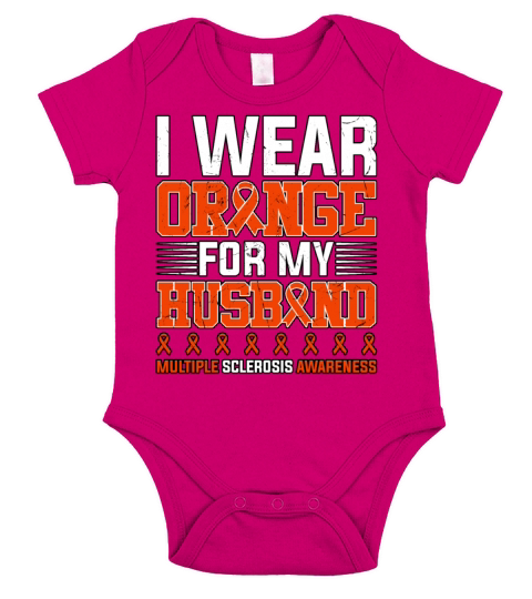 I Wear Orange For My Husband Multiple Sclerosis Short Sleeve Baby One-Piece