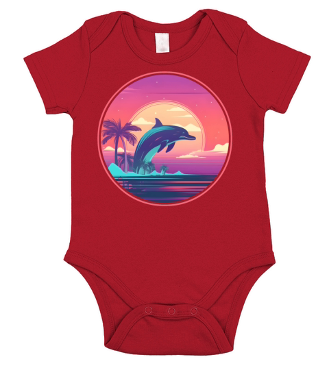 Retro Dolphin Lovers Vintage Short Sleeve Baby One-Piece