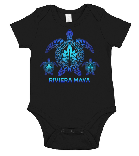 Vintage Riviera Maya Mexico MX Turtle Souvenirs Short Sleeve Baby One-Piece