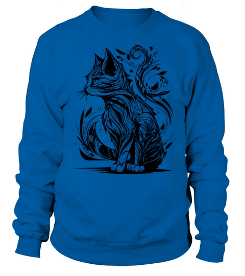 Vintage Tattoo Tribal Lines Style Cat Sweatshirt Unisex