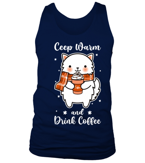 Cute Kawaii Kitty Keep Warm And Drink Coffee Tank Top Unisex