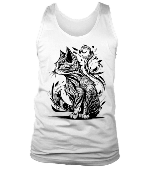 Vintage Tattoo Tribal Lines Style Cat Tank Top Unisex
