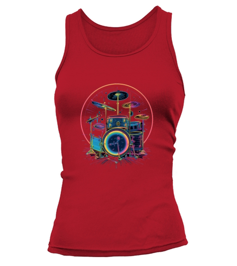 Drummer Drum Set 80s Retro Vintage Drumming Drums Tank top Woman
