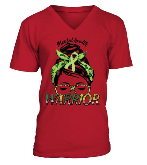 Green Mental Health Warrior Awareness Month V-Neck T-shirt
