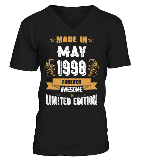 May 1998 Vintage Birthday Present V-Neck T-shirt