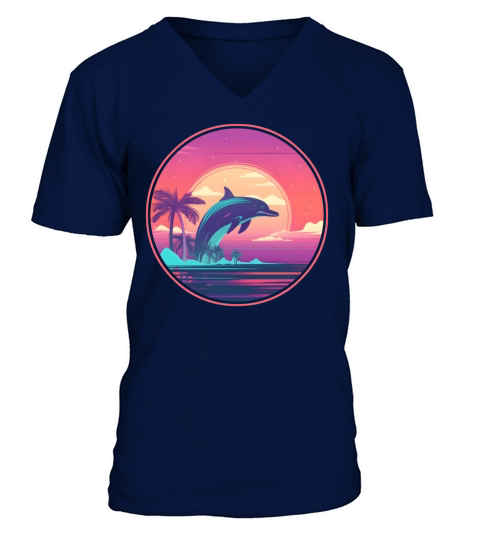 Retro Dolphin Lovers Vintage V-Neck T-shirt