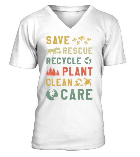 Retro Vintage Bee Save Nature Oceans Day Earth Day V-Neck T-shirt