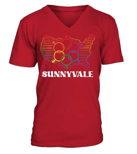 Sunnyvale Pride Flag Pride Month LGBTQ Flag LGBT C V-Neck T-shirt