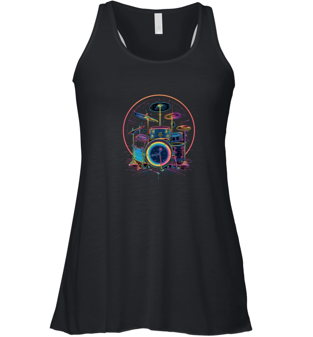 Drummer Drum Set 80s Retro Vintage Drumming Drums Women's Flowy Tank Top