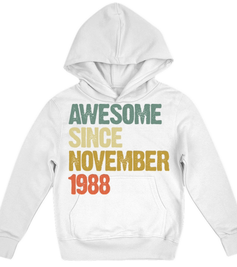 Awesome Since November 1988 Retro Vintage Gift Kids Hoodie
