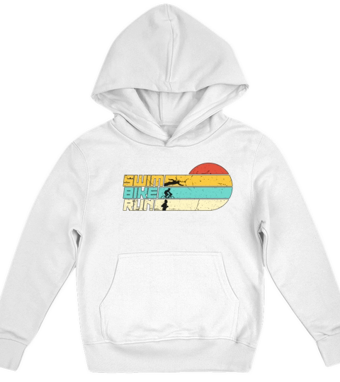 Triathlon Swim Bike Run Retro Training Triathletes Kids Hoodie