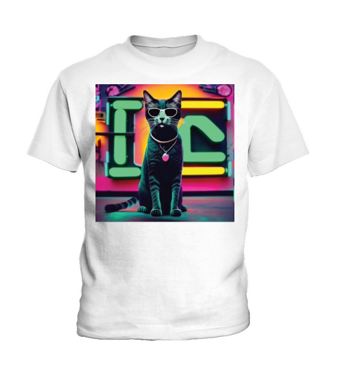 cat daddy black cat vintage eighties style Kids T-Shirt