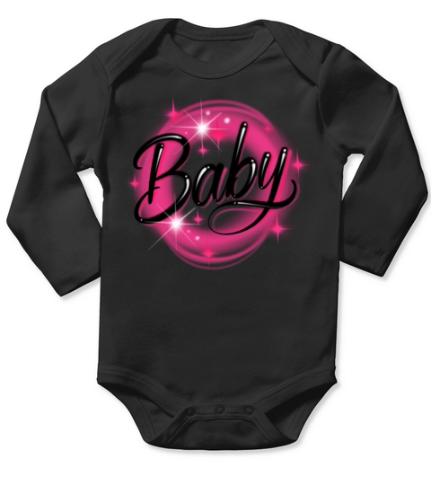 Baby Pink Stars Airbrushed Vintage Long Sleeve Baby One-Piece