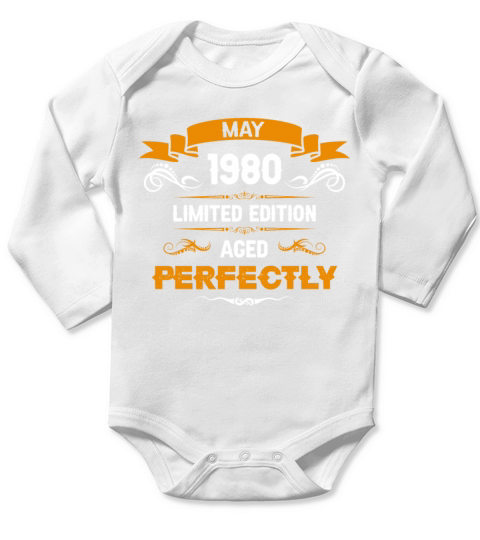 May 1980 Vintage Birthday Present Long Sleeve Baby One-Piece