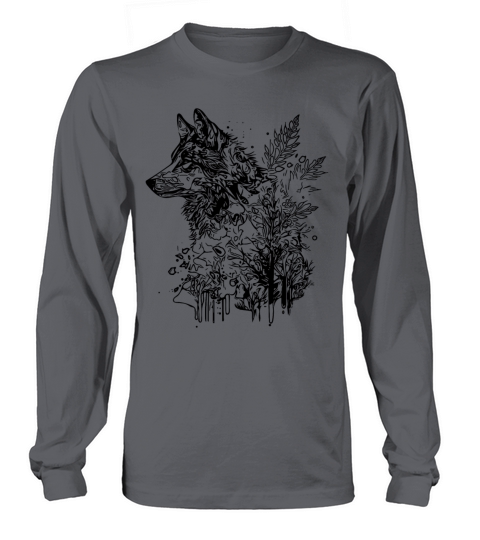 Vintage Wolf Head Portrait Nature Ink Tattoo Style Long sleeved Unisex