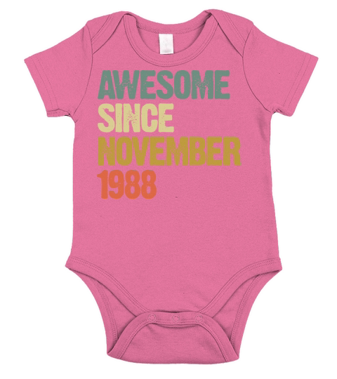 Awesome Since November 1988 Retro Vintage Gift Short Sleeve Baby One-Piece