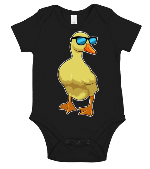Duck With Sunglasses Short Sleeve Baby One-Piece