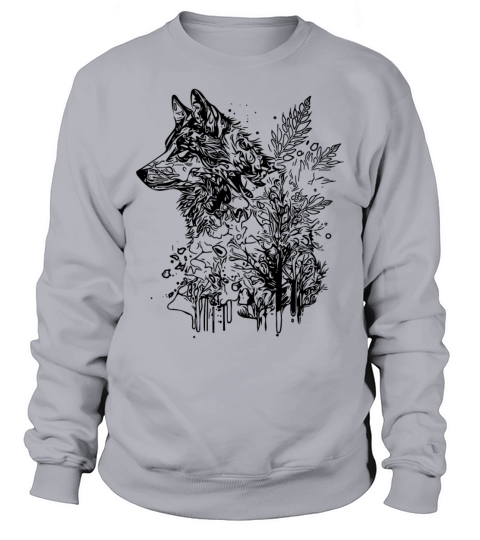 Vintage Wolf Head Portrait Nature Ink Tattoo Style Sweatshirt Unisex