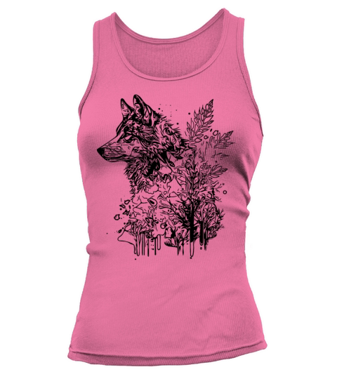 Vintage Wolf Head Portrait Nature Ink Tattoo Style Tank top Woman