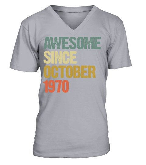 Awesome Since October 1970 Retro Vintage Gift V-Neck T-shirt
