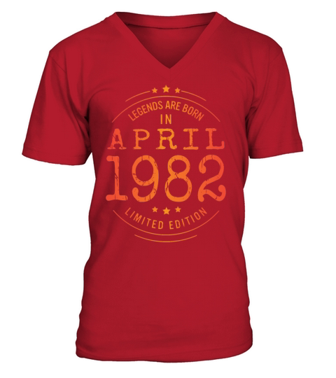 Birthday April 1982 Limited Edition Vintage Legend V-Neck T-shirt