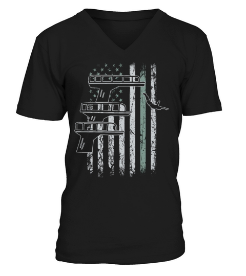 High Diving Retro USA Flag 4th Of July V-Neck T-shirt
