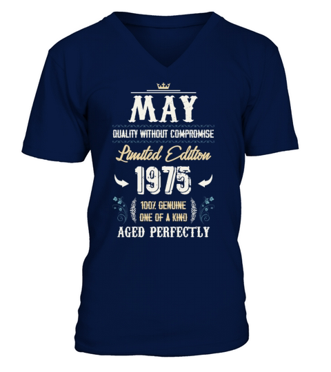May 1975 Vintage Birthday Present V-Neck T-shirt