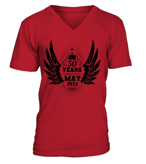 Vintage 50th Birthday with Angel Wings and Crown V-Neck T-shirt
