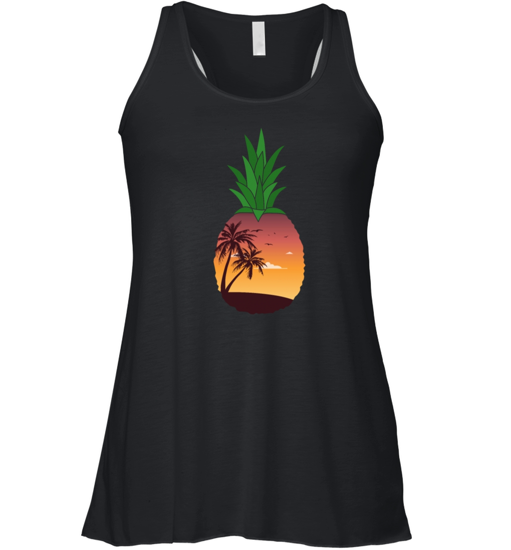 Pineapple Beach Sunset - Tropical Summer Women's Flowy Tank Top
