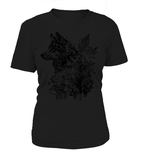 Vintage Wolf Head Portrait Nature Ink Tattoo Style Women's T-Shirt