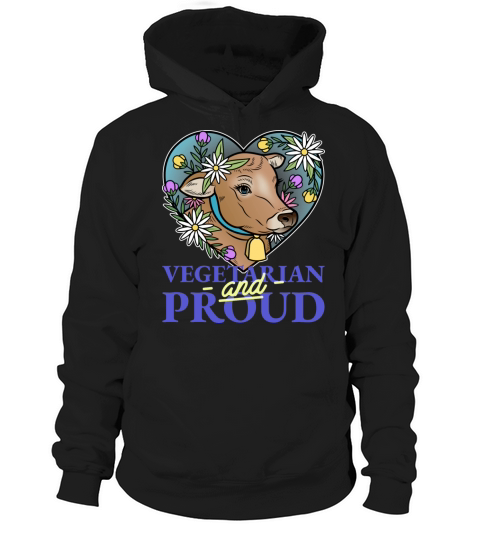 Vegetarian and Proud quote with beautiful cow head Hoodie Unisex