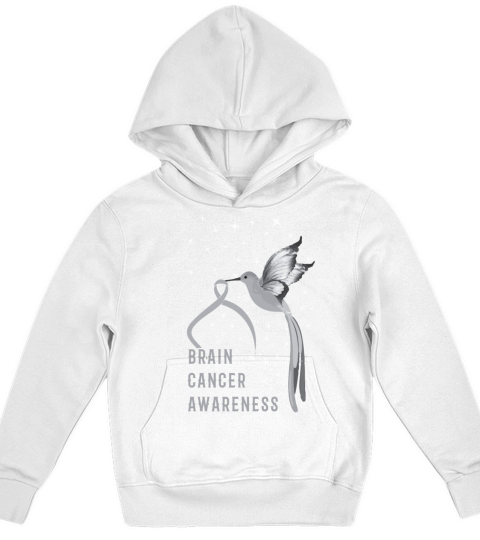Bird Month May Gray Ribbon Brain Cancer Awareness Kids Hoodie
