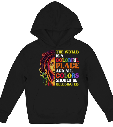 Colorful Black Dreadlock Girl LGBT Black History M Kids Hoodie