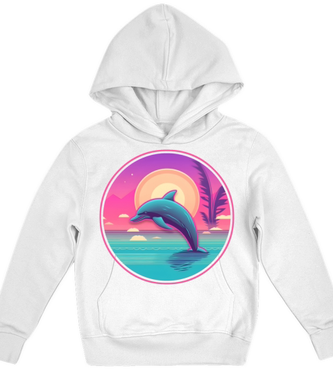 Vintage 80s 90s Nostalgic Dolphin Lovers Kids Hoodie