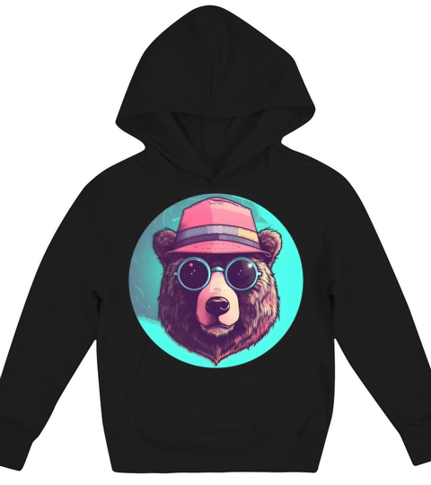 Vintage 80s 90s Style for Bear Lovers Kids Hoodie