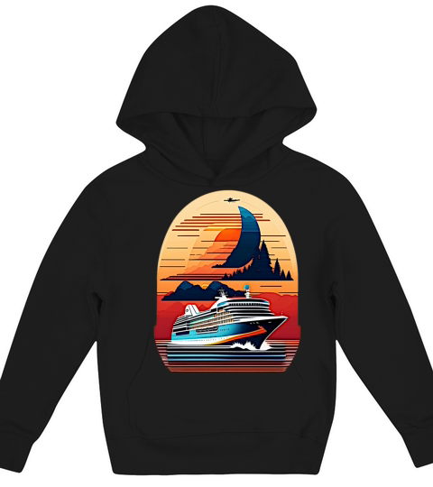 Vintage design with cruise ship Kids Hoodie