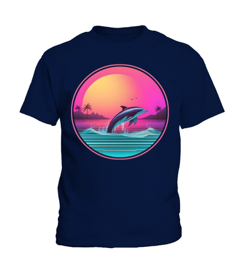 80s 90s Style Dolphin Vintage Kids T-Shirt