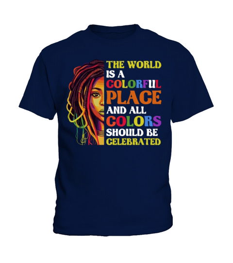 Colorful Black Dreadlock Girl LGBT Black History M Kids T-Shirt