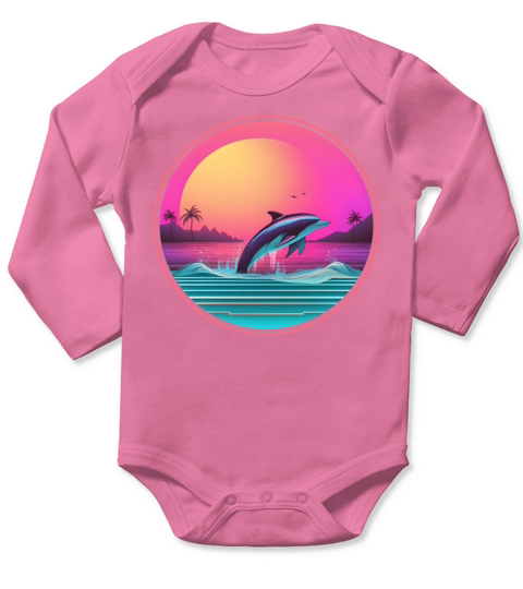 80s 90s Style Dolphin Vintage Long Sleeve Baby One-Piece