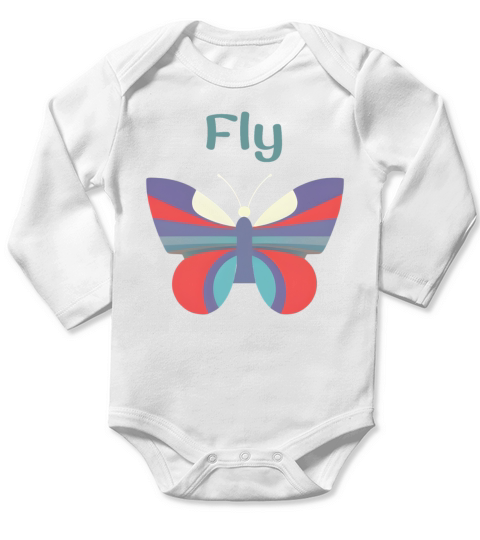 butterfly pattern Long Sleeve Baby One-Piece