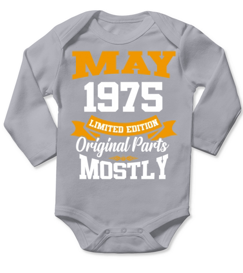 May 1975 Vintage Birthday Present Long Sleeve Baby One-Piece