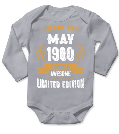 May 1980 Vintage Birthday Present Long Sleeve Baby One-Piece