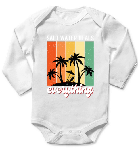 salt water heals everything Long Sleeve Baby One-Piece