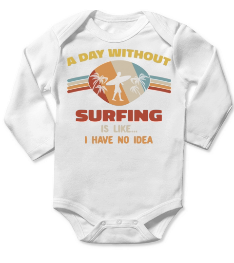 Surfing Funny surfer Vintage Retro sunset design Long Sleeve Baby One-Piece