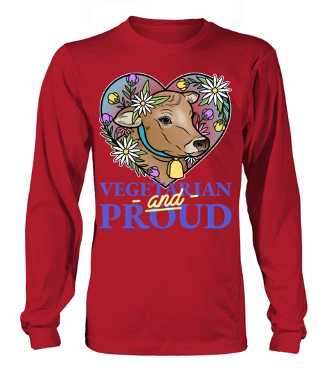 Vegetarian and Proud quote with beautiful cow head Long sleeved Unisex