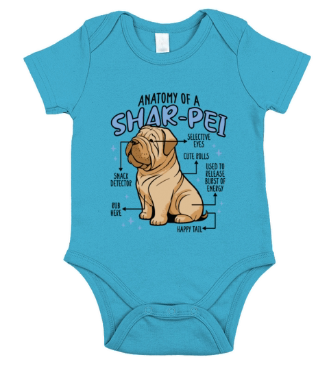ANATOMY OF A SHARPEI DOG Short Sleeve Baby One-Piece