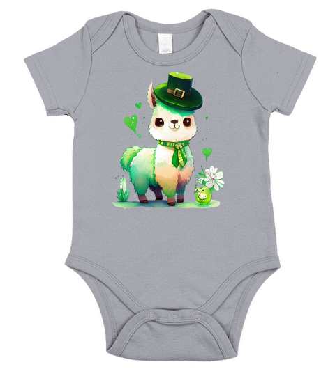 Cute Llama Saint Patricks Day Short Sleeve Baby One-Piece